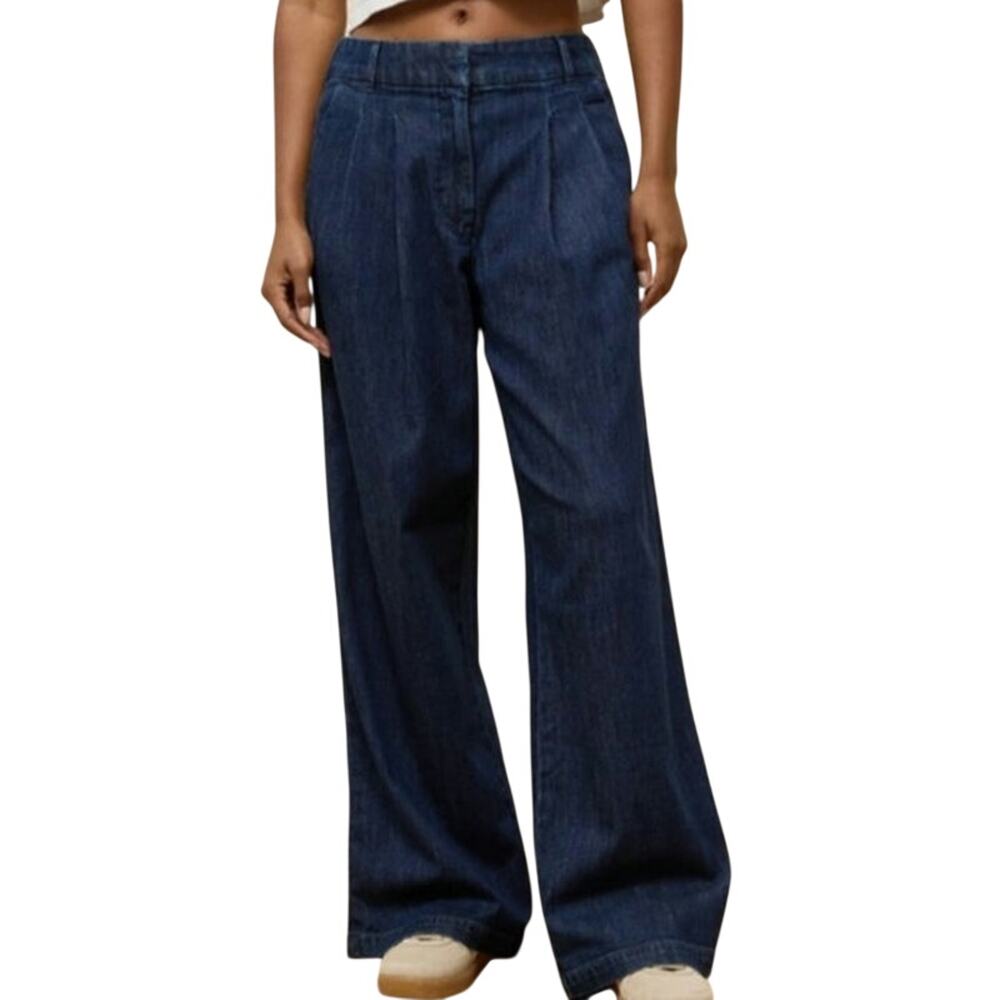 American Eagle Stretch Super High Waisted Ultra Wide Leg Trouser Jean Dark Wash
